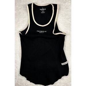 YOUNGLA Young LA Tank Top Men’s Medium Black Style Rocket logo ribbed jersey